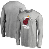 Miami Heat Primary Logo Long Sleeve T-Shirt Heather Gray - NBA