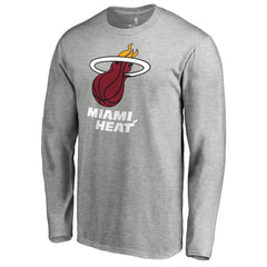 Miami Heat Primary Logo Long Sleeve T-Shirt Heather Gray - NBA