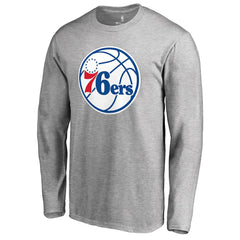 Philadelphia 76ers Primary Logo II Long Sleeve T-Shirt Heathered Gray - NBA