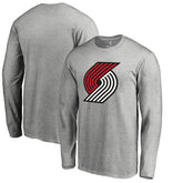 Portland Trail Blazers Primary Logo Long Sleeve T-Shirt Heather Gray - NBA