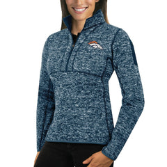 Denver Broncos Antigua Women's Fortune Half-Zip Sweater Heather Navy | NFL