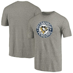 Pittsburgh Penguins Throwback Logo 1968-1969 Tri-Blend T-Shirt - Ash - NHL