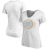 Boston Bruins Women's Whiteout V-Neck T-Shirt - White - NHL