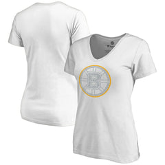 Boston Bruins Women's Whiteout V-Neck T-Shirt - White - NHL