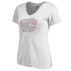 Calgary Flames Women's Whiteout V-Neck T-Shirt - White - NHL