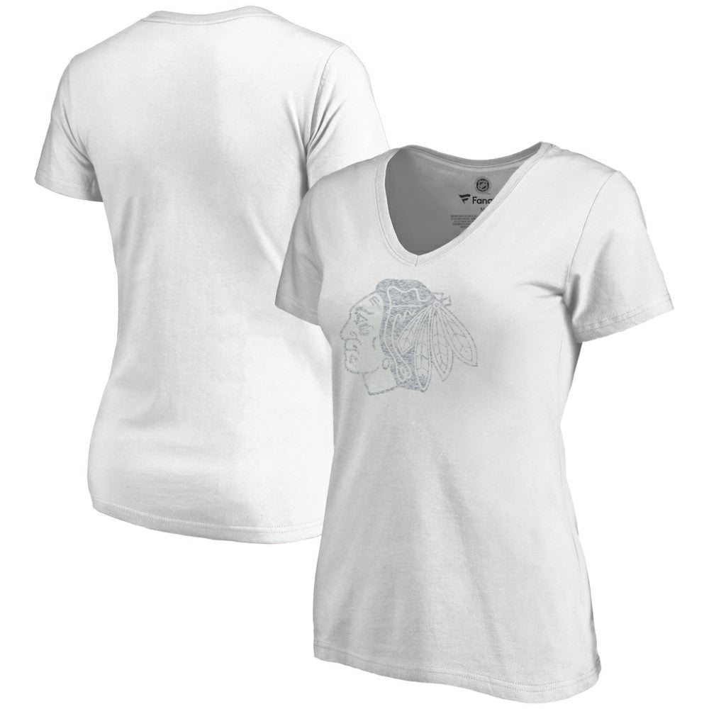 Chicago Blackhawks Women's Whiteout V-Neck T-Shirt - White - NHL