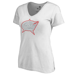 Columbus Blue Jackets Women's Whiteout V-Neck T-Shirt - White - NHL