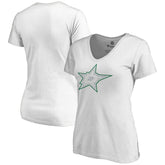 Dallas Stars Women's Whiteout V-Neck T-Shirt - White - NHL