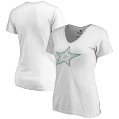Dallas Stars Women's Whiteout V-Neck T-Shirt - White - NHL