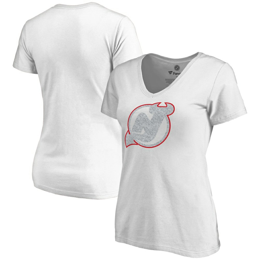 New Jersey Devils Women's Whiteout V-Neck T-Shirt - White - NHL