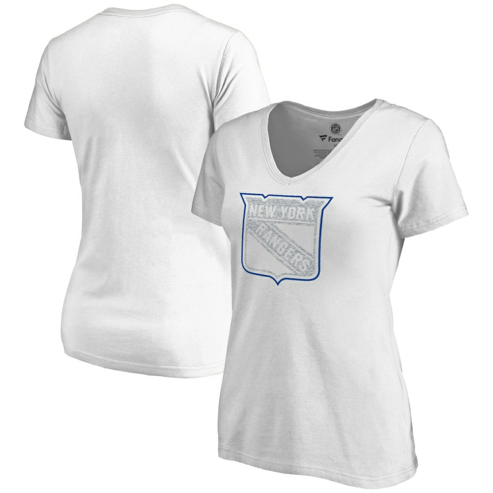 New York Rangers Women's Whiteout V-Neck T-Shirt - White - NHL