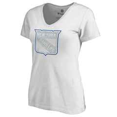 New York Rangers Women's Whiteout V-Neck T-Shirt - White - NHL