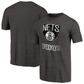 Brooklyn Nets Distressed Team Logo Tri-Blend T-Shirt Heather Black - NBA