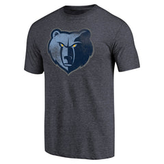 Memphis Grizzlies Distressed Team Logo Tri-Blend T-Shirt Heather Navy - NBA