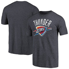 Oklahoma City Thunder Distressed Team Logo Tri-Blend T-Shirt Heather Navy - NBA