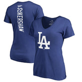 Clayton Kershaw Los Angeles Dodgers Women's Backer Name & Number V-Neck T-Shirt - MLB