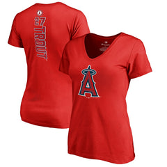 Mike Trout Los Angeles Angels Women's Backer V-Neck T-Shirt - MLB