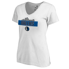 Dallas Mavericks Women's Hometown Collection Skyline V-Neck T-Shirt White - NBA