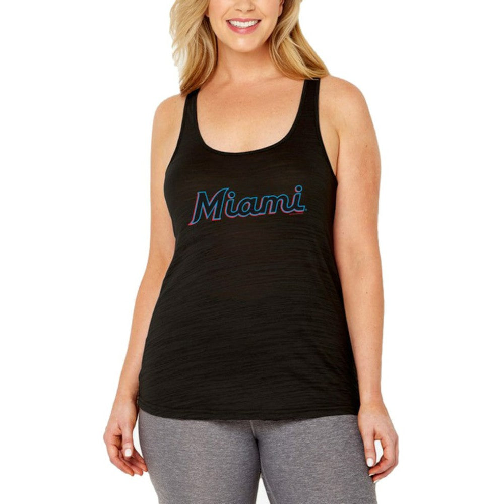 Miami Marlins Soft as a Grape Women's Plus Size Swing for the Fences Racerback Tank Top - MLB