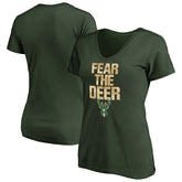 Milwaukee Bucks Women's Mantra V-Neck T-Shirt Green - NBA