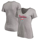 Philadelphia Phillies Women's Core Wahconah V-Neck T-Shirt - MLB
