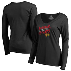Chicago Blackhawks Women's Hometown Collection Earn Your Feathers Long Sleeve T-Shirt - Black - NHL