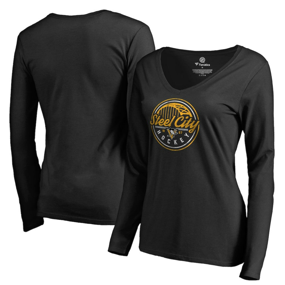Pittsburgh Penguins Women's Hometown Collection Steel City Long Sleeve T-Shirt - Black - NHL