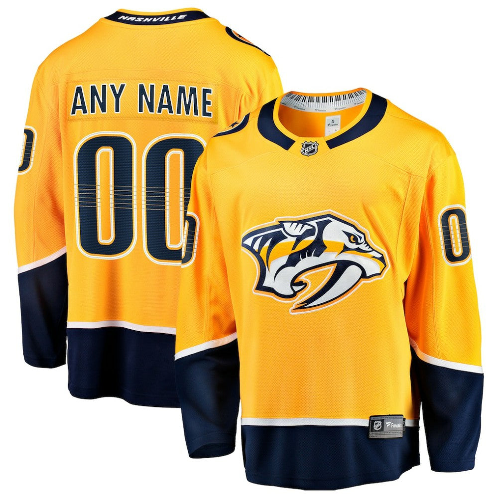 Nashville Predators Fanatics Home Breakaway Custom Jersey - Gold - NHL