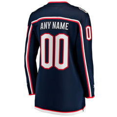 Columbus Blue Jackets Fanatics Women's Home Breakaway Custom Jersey - Navy - NHL