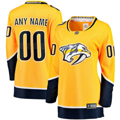 Nashville Predators Fanatics Women's Home Breakaway Custom Jersey - Yellow - NHL