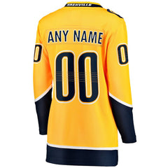 Nashville Predators Fanatics Women's Home Breakaway Custom Jersey - Yellow - NHL