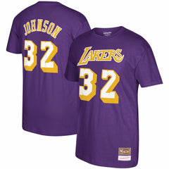 Magic Johnson Los Angeles Lakers Hardwood Classics Name & Number T-Shirt Purple - NBA