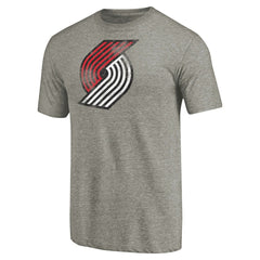 Portland Trail Blazers Distressed Team Logo Tri-Blend T-Shirt Heather Gray - NBA