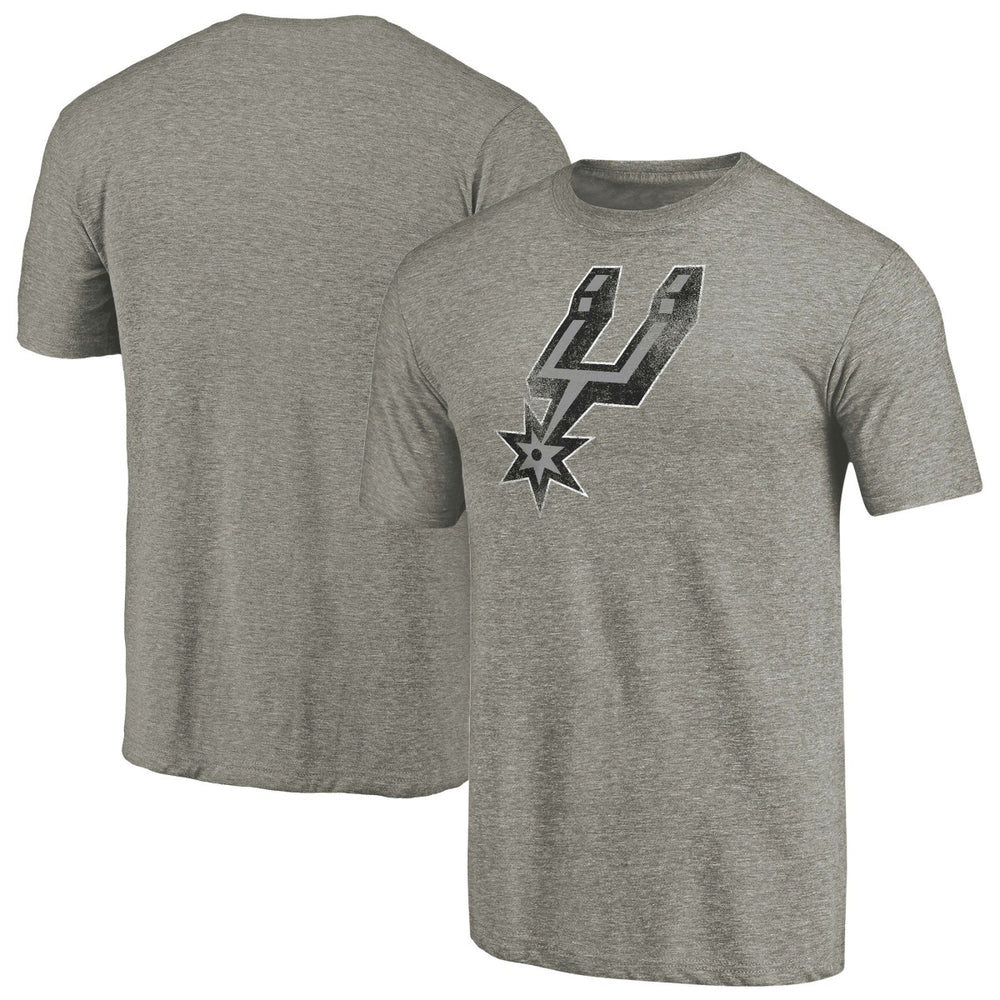 San Antonio Spurs Distressed Team Logo Tri-Blend T-Shirt Heather Gray - NBA