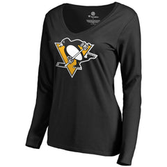 Bryan Rust Pittsburgh Penguins Women's Backer Name & Number Long Sleeve V-Neck T-Shirt - Black - NHL