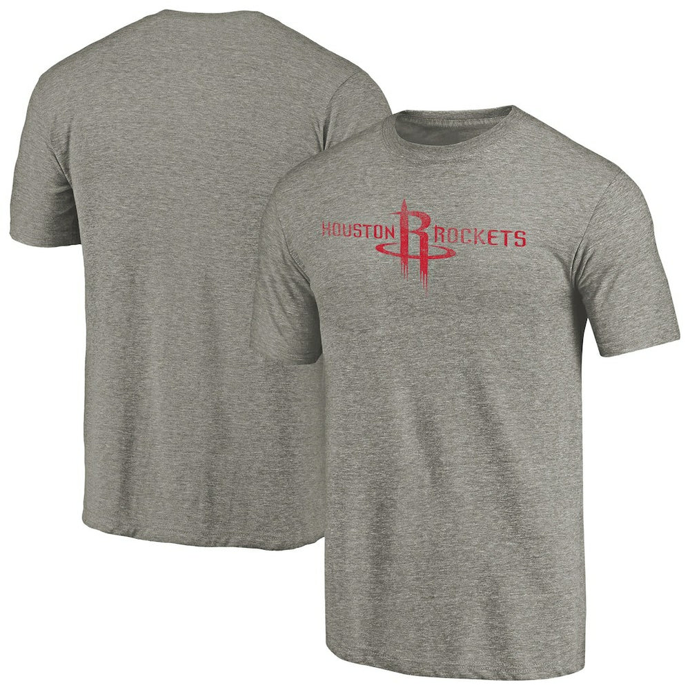 Houston Rockets Distressed Team Logo Tri-Blend T-Shirt Heather Gray - NBA