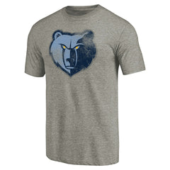 Memphis Grizzlies Distressed Team Logo Tri-Blend T-Shirt Heather Gray - NBA