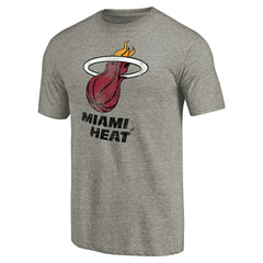 Miami Heat Distressed Team Logo Tri-Blend T-Shirt Heather Gray - NBA