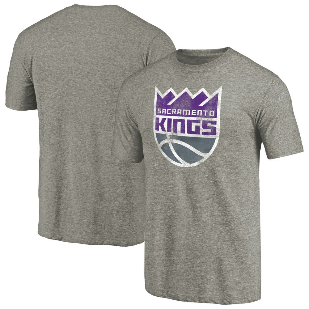 Sacramento Kings Distressed Team Logo Tri-Blend T-Shirt Heather Gray - NBA