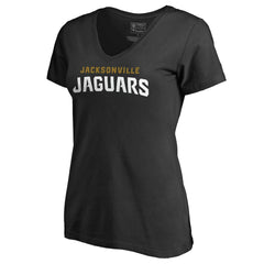 Jacksonville Jaguars Women's Wordmark V-Neck T-Shirt Black | NFL