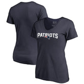 New England Patriots Women's Wordmark V-Neck T-Shirt Navy | NFL