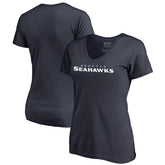 Seattle Seahawks Women's Wordmark V-Neck T-Shirt Navy | NFL