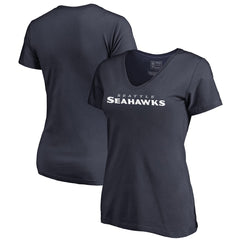 Seattle Seahawks Women's Wordmark V-Neck T-Shirt Navy | NFL