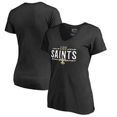 New Orleans Saints Women's Arriba V-Neck T-Shirt Black | NFL