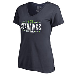 Seattle Seahawks Women's Arriba V-Neck T-Shirt Navy | NFL