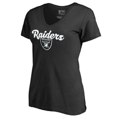 Las Vegas Raiders Women's Freehand V-Neck T-Shirt Black | NFL