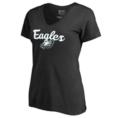 Philadelphia Eagles Women's Freehand V-Neck T-Shirt Black | NFL