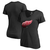 Detroit Red Wings Women's Midnight Mascot V-Neck T-Shirt - Black - NHL