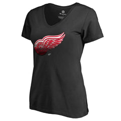Detroit Red Wings Women's Midnight Mascot V-Neck T-Shirt - Black - NHL