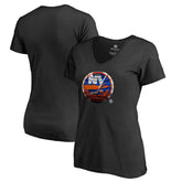 New York Islanders Women's Midnight Mascot V-Neck T-Shirt - Black - NHL